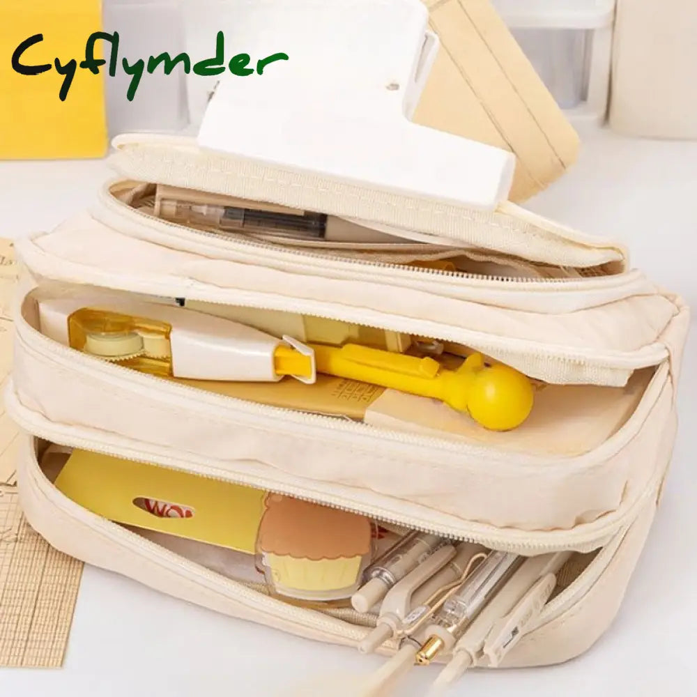 Cyflymder Large Capacity Pencil Bag Aesthetic School Cases Stationery Holder Kids Pen Big Box