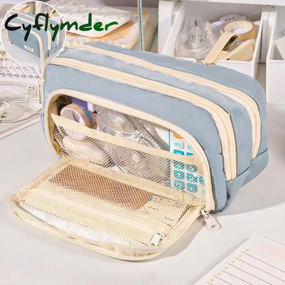 Cyflymder Large Capacity Pencil Bag Aesthetic School Cases Stationery Holder Kids Pen Big Box