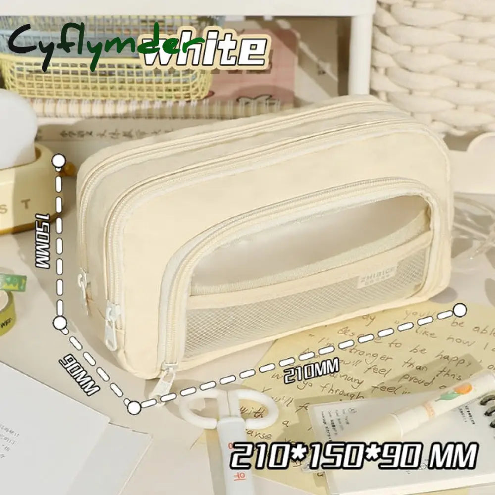 Cyflymder Large Capacity Pencil Bag Aesthetic School Cases Stationery Holder Kids Pen Big Box