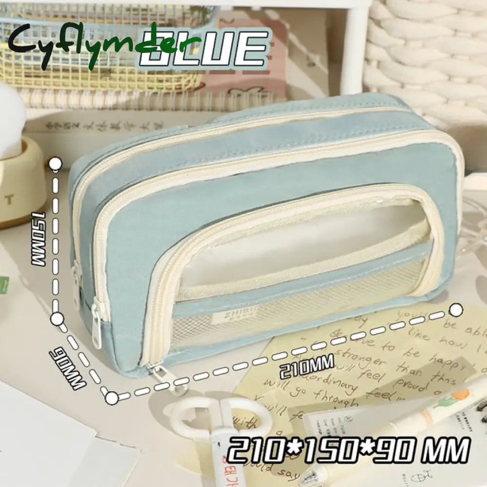 Cyflymder Large Capacity Pencil Bag Aesthetic School Cases Stationery Holder Kids Pen Big Box