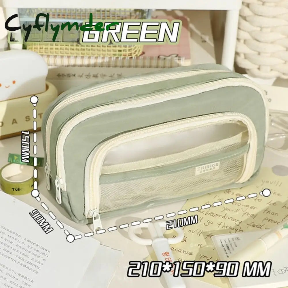 Cyflymder Large Capacity Pencil Bag Aesthetic School Cases Stationery Holder Kids Pen Big Box