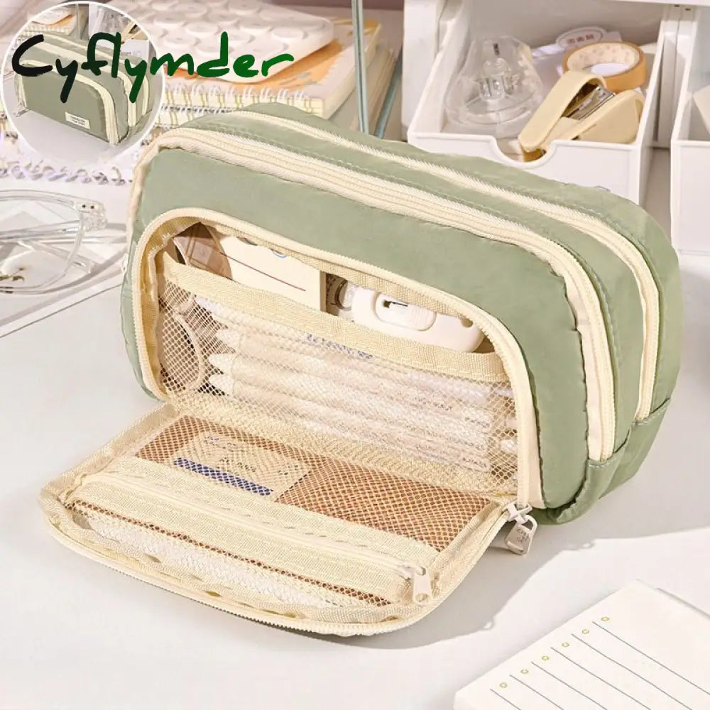 Cyflymder Large Capacity Pencil Bag Aesthetic School Cases Stationery Holder Kids Pen Big Box