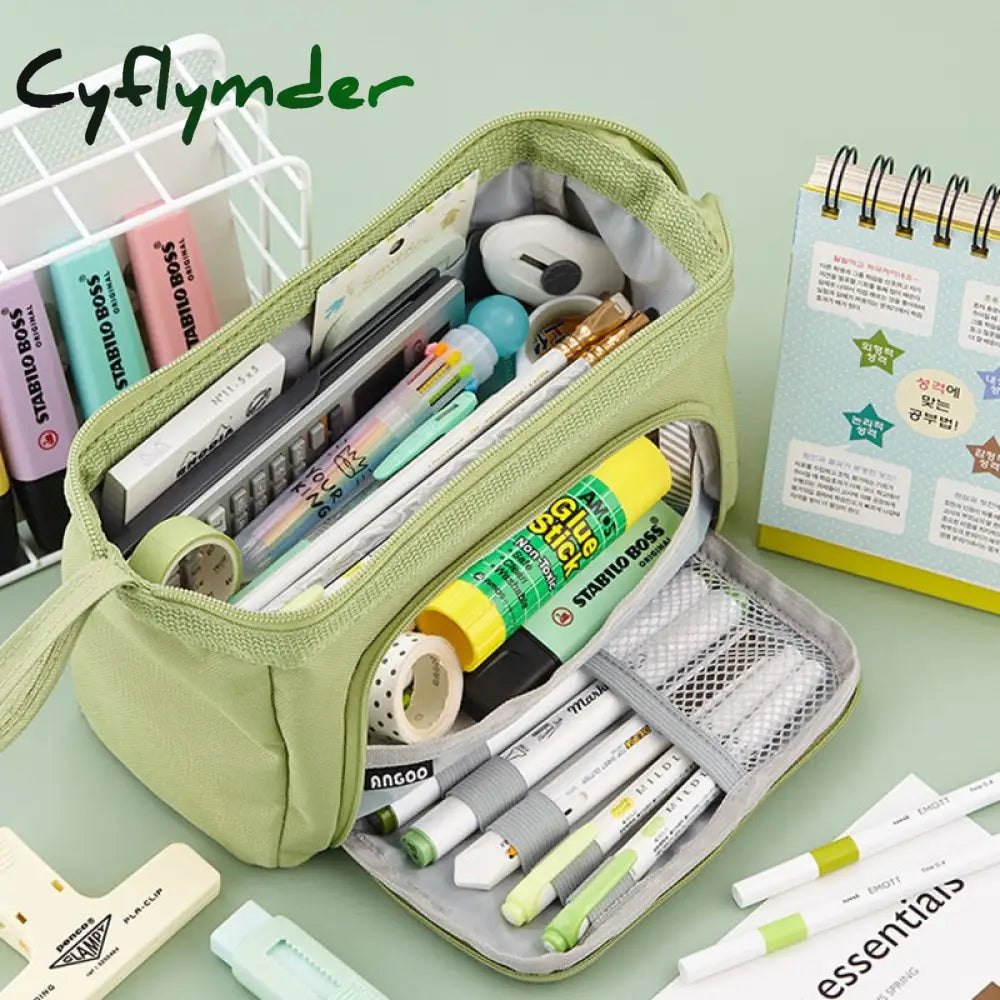 Cyflymder Large Capacity Pencil Case Cute Student Cases Big Pen Bag Storage Box Boy Girl Kid Office