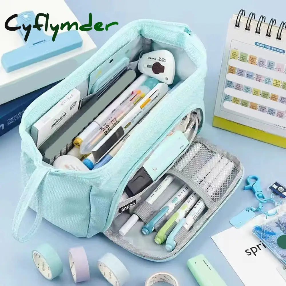 Cyflymder Large Capacity Pencil Case Cute Student Cases Big Pen Bag Storage Box Boy Girl Kid Office