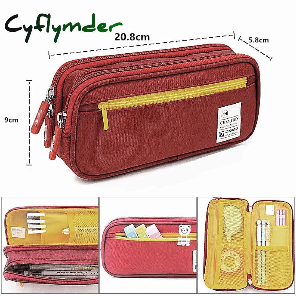 Cyflymder Large Capacity Pencil Case Stationery Cute Boys Girls Gift Pen Bag Box Cases Storage