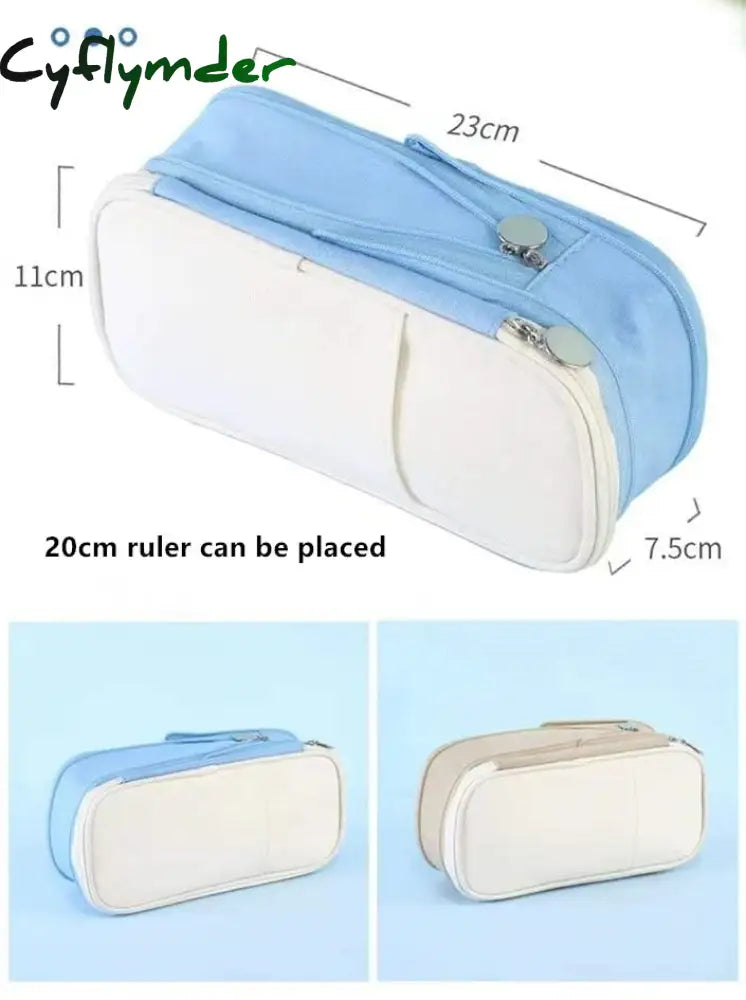 Cyflymder Large Capacity Pencil Case Stationery School Supplies Cases Pouch Office Desk Storage Bag