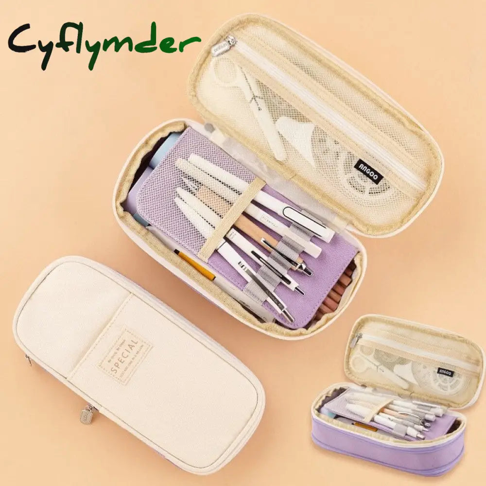 Cyflymder Large Capacity Pencil Case Stationery School Supplies Cases Pouch Office Desk Storage Bag