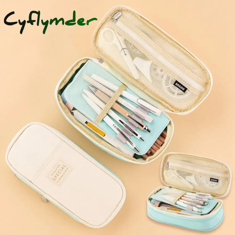 Cyflymder Large Capacity Pencil Case Stationery School Supplies Cases Pouch Office Desk Storage Bag