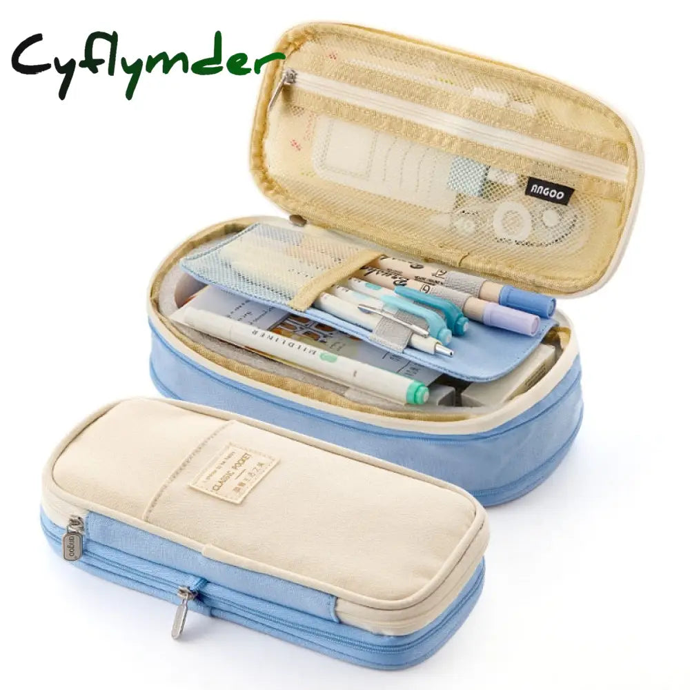 Cyflymder Large Capacity Pencil Case Stationery School Supplies Cases Pouch Office Desk Storage Bag