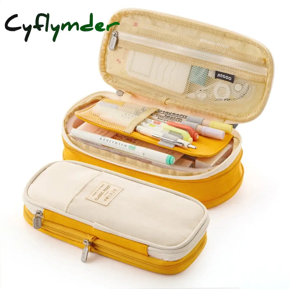 Cyflymder Large Capacity Pencil Case Stationery School Supplies Cases Pouch Office Desk Storage Bag