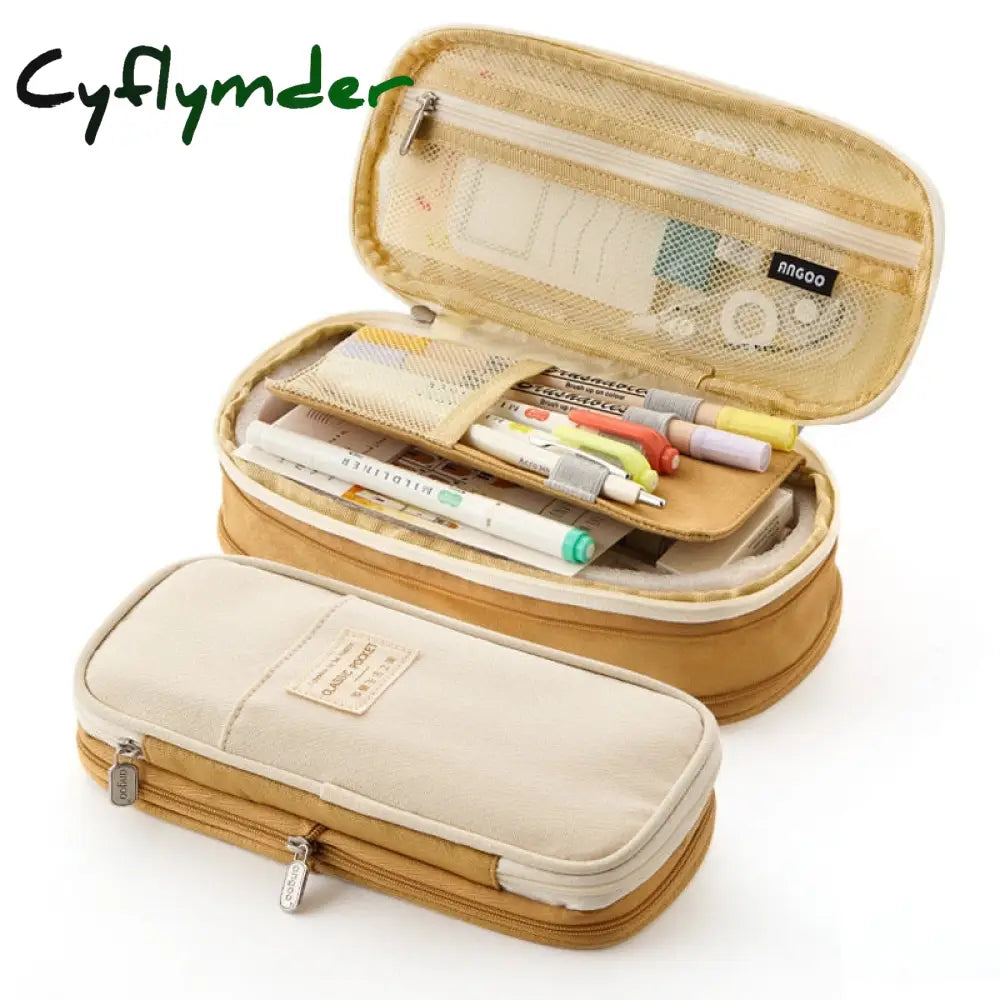 Cyflymder Large Capacity Pencil Case Stationery School Supplies Cases Pouch Office Desk Storage Bag