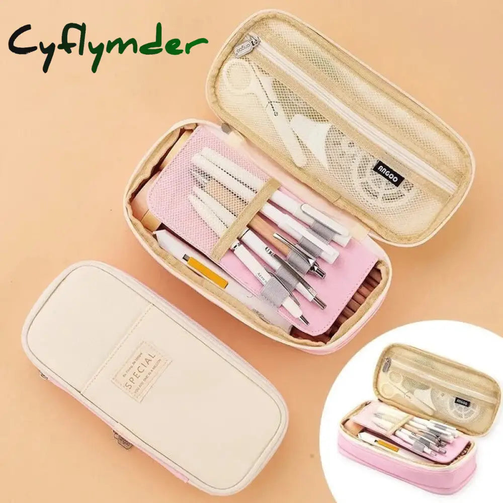 Cyflymder Large Capacity Pencil Case Stationery School Supplies Cases Pouch Office Desk Storage Bag