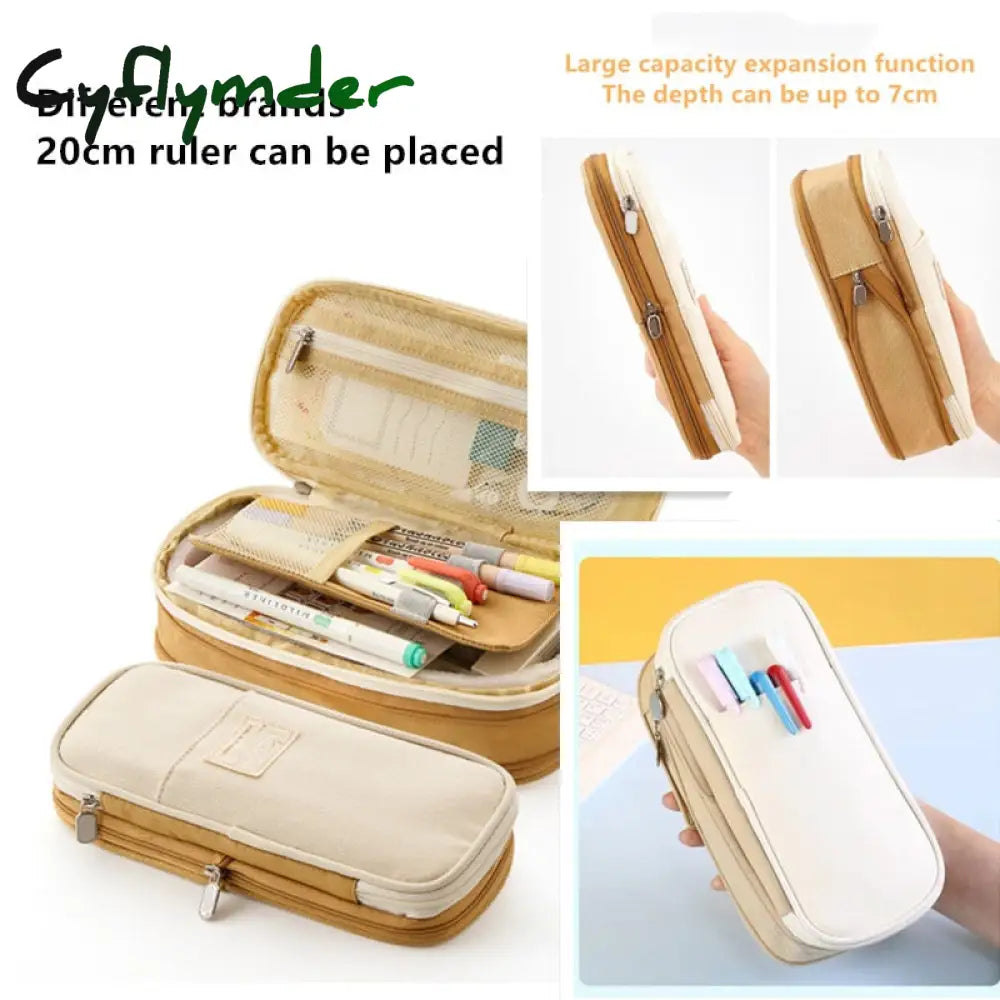 Cyflymder Large Capacity Pencil Case Stationery School Supplies Cases Pouch Office Desk Storage Bag