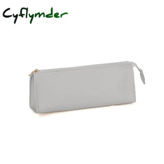 Cyflymder Large Capacity Pu Leather Pen Pencil Bag Simple Vintage Color Case Storage Zipper Pouch
