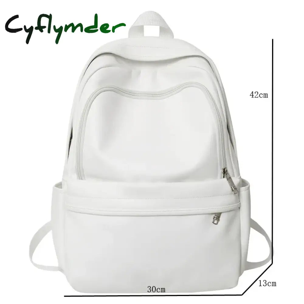 Cyflymder Large Capacity Pu Leather Women Backpack Men Cool Travelling Bagpack High Quality School