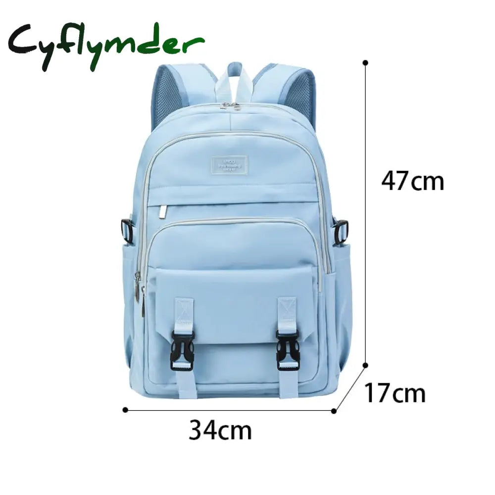 Cyflymder Large Capacity School Backpacks For Girl Black Preppy Style Schoolbag Simple Female