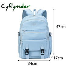 Cyflymder Large Capacity School Backpacks For Girl Black Preppy Style Schoolbag Simple Female