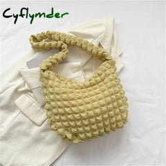 Cyflymder Large Capacity Shoulder Bag Embroidered Plaid Quilted Crossbody Underarm Tote Pleated