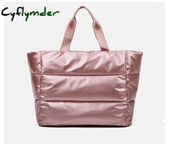 Cyflymder Large Capacity Tote Shoulder Bag For Women Waterproof Nylon Bags Space Pad Cotton Feather