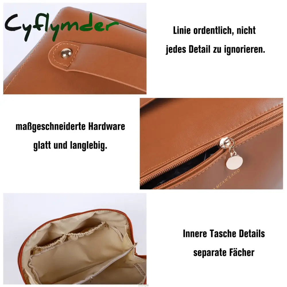 Cyflymder Large-Capacity Travel Cosmetic Bag Portable Leather Makeup Pouch Women Waterproof