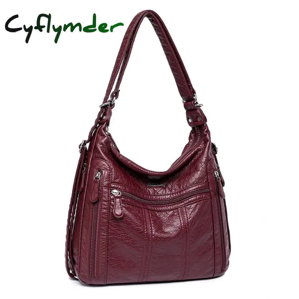 Cyflymder Large Capacity Women Handbag Pu Leather Crossbody Bag Female Multifunction Shoulder Pink