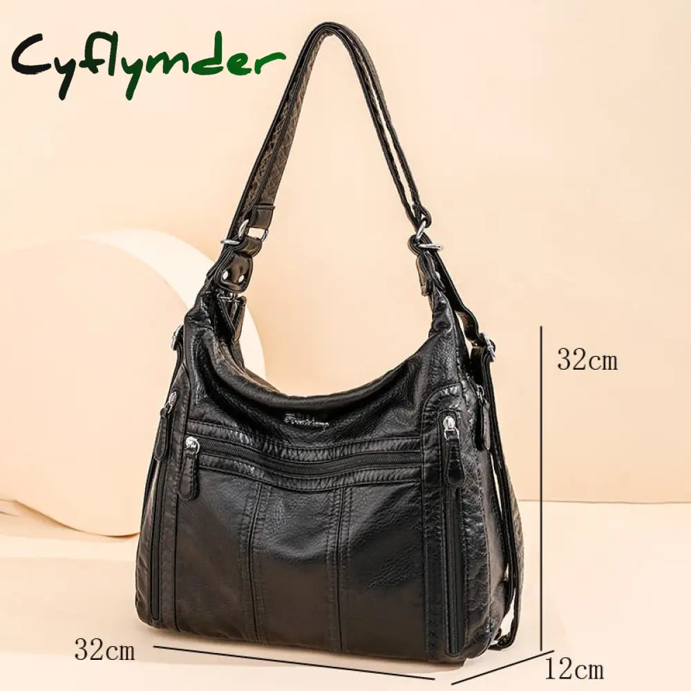 Cyflymder Large Capacity Women Handbag Pu Leather Crossbody Bag Female Multifunction Shoulder Pink