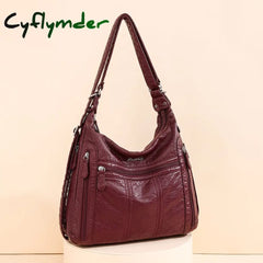 Cyflymder Large Capacity Women Handbag Pu Leather Crossbody Bag Female Multifunction Shoulder Pink