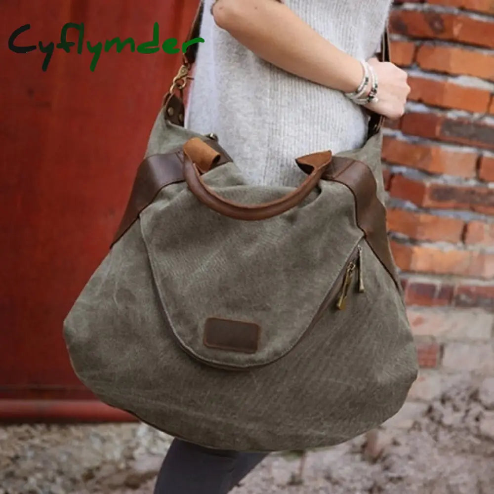 Cyflymder Large Pocket Casual Tote Women’s Handbags Shoulder Canvas Capacity Bags For Women