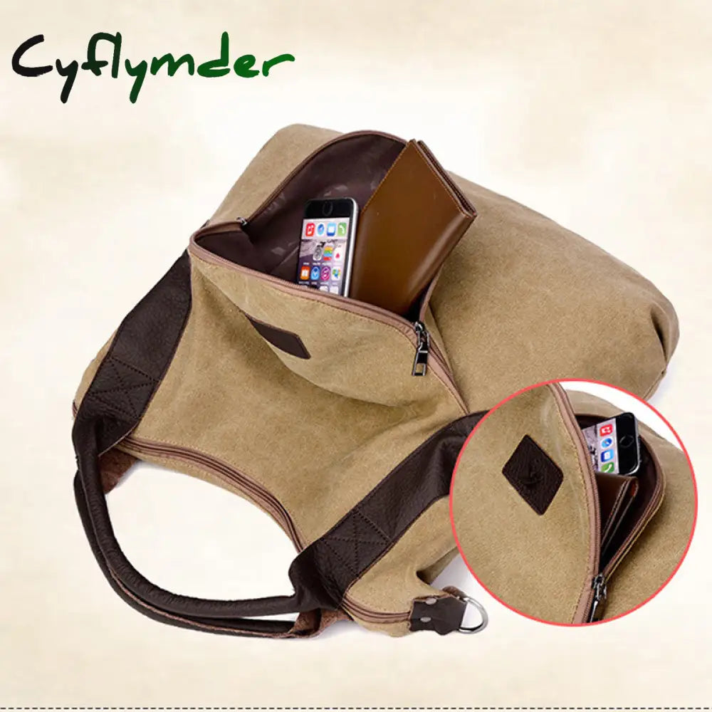 Cyflymder Large Pocket Casual Tote Women’s Handbags Shoulder Canvas Capacity Bags For Women