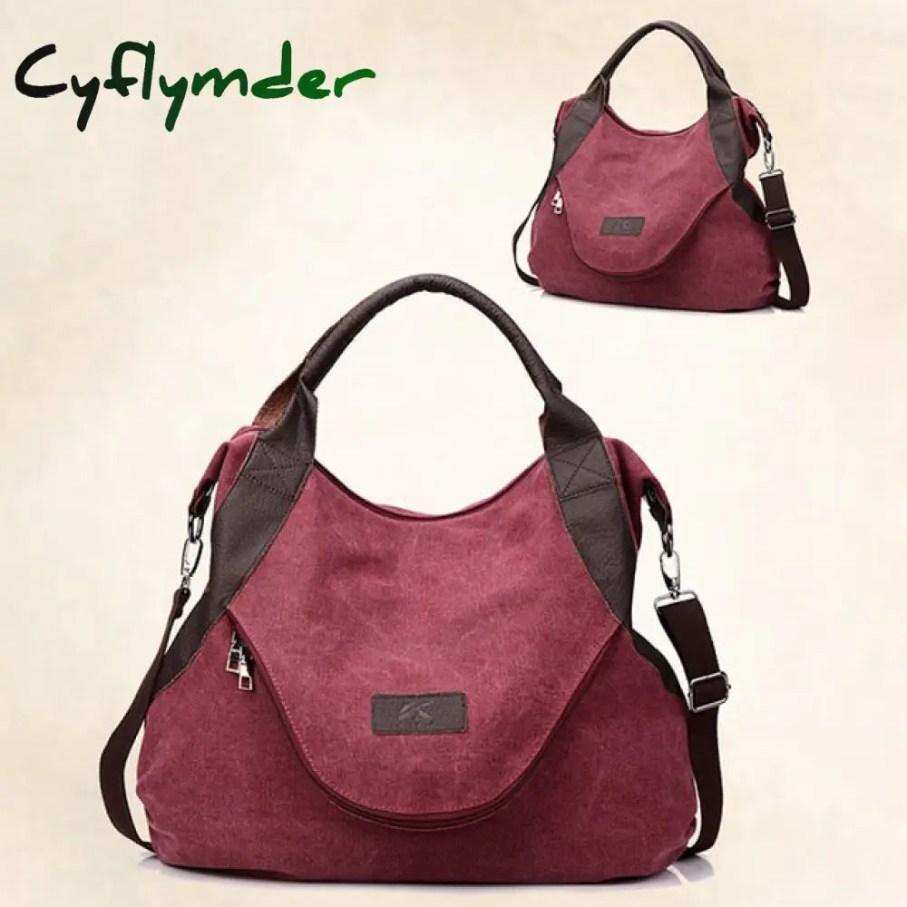 Cyflymder Large Pocket Casual Tote Women’s Handbags Shoulder Canvas Capacity Bags For Women