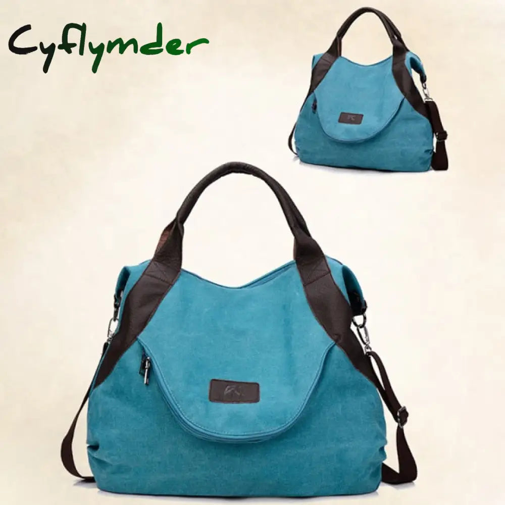 Cyflymder Large Pocket Casual Tote Women’s Handbags Shoulder Canvas Capacity Bags For Women