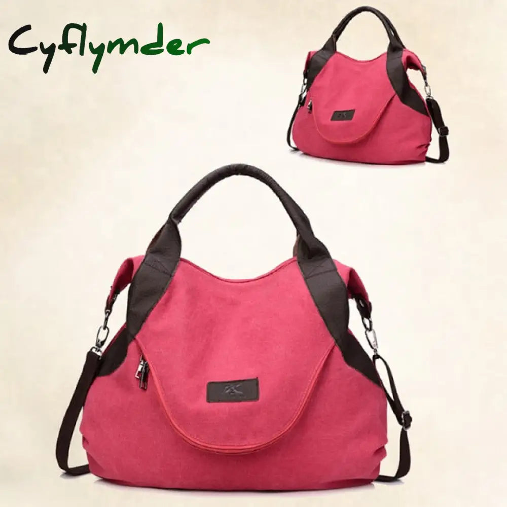 Cyflymder Large Pocket Casual Tote Women’s Handbags Shoulder Canvas Capacity Bags For Women