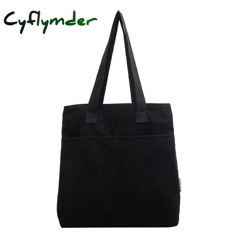 Cyflymder Large Tote Shopper Bag For Women Kpop Girl Student Corduroy Shoulder Shopping Bags Eco