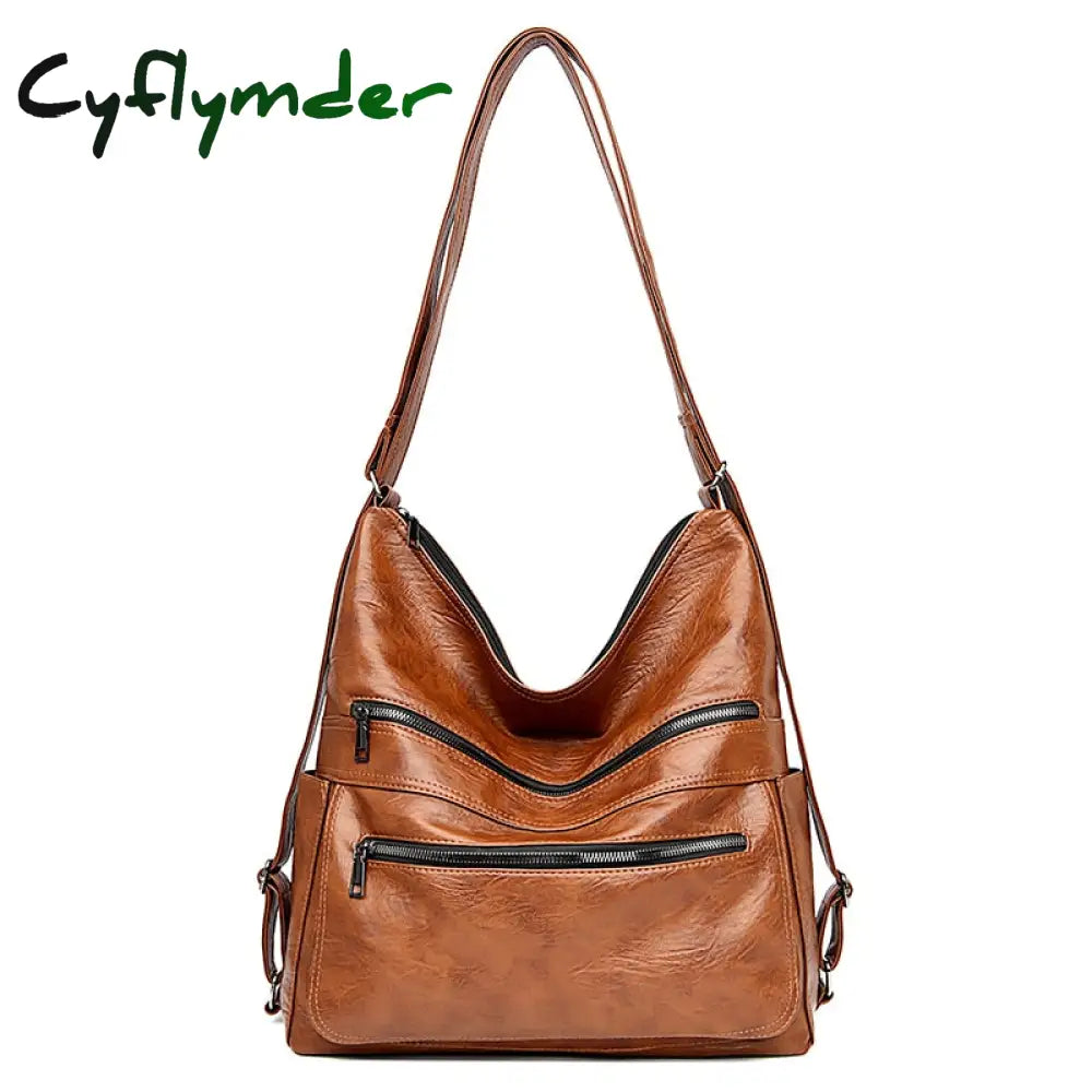 Cyflymder Large Women Shoulder Bag Pu Leather Crossbody Luxury Ladies Messenger Quality Top-Handle