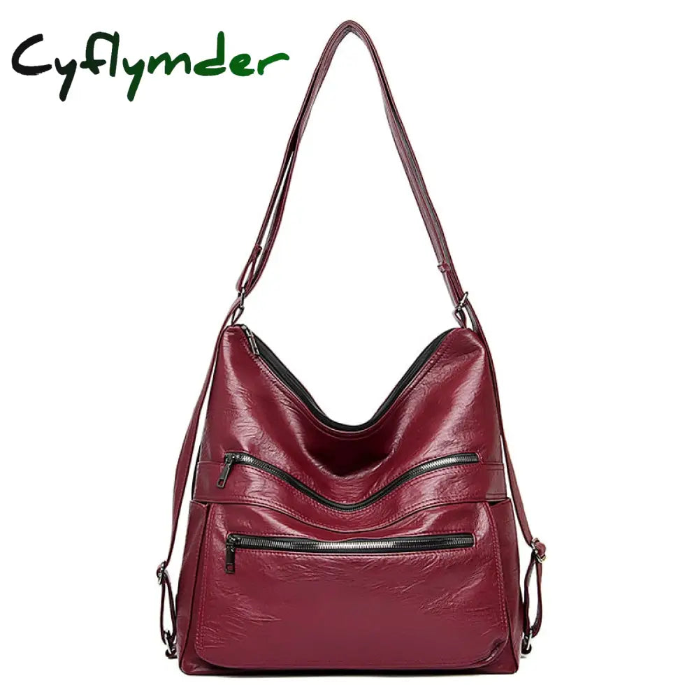 Cyflymder Large Women Shoulder Bag Pu Leather Crossbody Luxury Ladies Messenger Quality Top-Handle