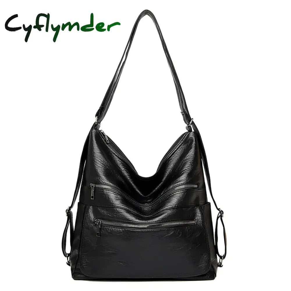 Cyflymder Large Women Shoulder Bag Pu Leather Crossbody Luxury Ladies Messenger Quality Top-Handle