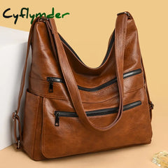 Cyflymder Large Women Shoulder Bag Pu Leather Crossbody Luxury Ladies Messenger Quality Top-Handle