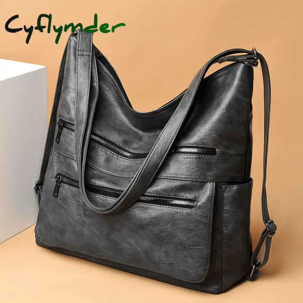 Cyflymder Large Women Shoulder Bag Pu Leather Crossbody Luxury Ladies Messenger Quality Top-Handle