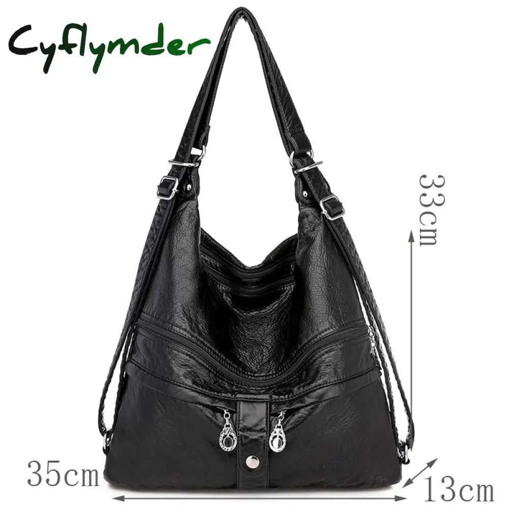 Cyflymder Large Women Shoulder Bag Pu Leather Crossbody Soft Messenger 3 Color Handbag Totes