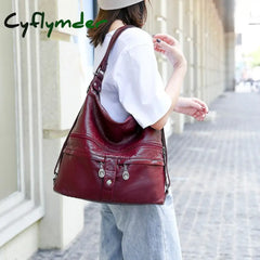 Cyflymder Large Women Shoulder Bag Pu Leather Crossbody Soft Messenger 3 Color Handbag Totes