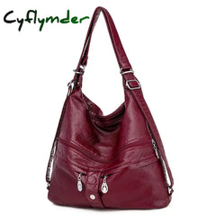 Cyflymder Large Women Shoulder Bag Pu Leather Crossbody Soft Messenger 3 Color Handbag Totes