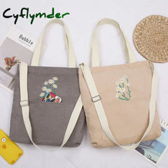 Cyflymder Large Women Shoulder Shopper Bag Ladies Canvas Tote Shopping Bags Corduroy Female Handbag