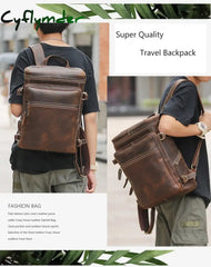 Cyflymder Leather Backpack Men Luxury Designer Laptop Bagpack For Man School Bag Travel Men’s