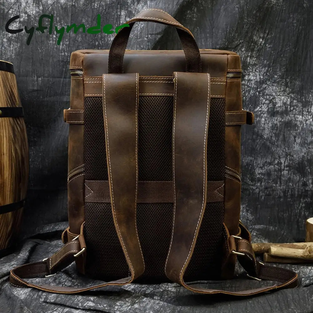 Cyflymder Leather Backpack Men Luxury Designer Laptop Bagpack For Man School Bag Travel Men’s