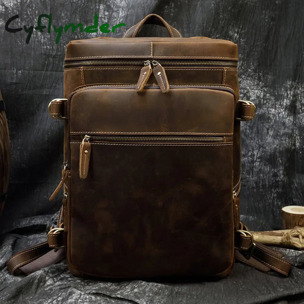 Cyflymder Leather Backpack Men Luxury Designer Laptop Bagpack For Man School Bag Travel Men’s