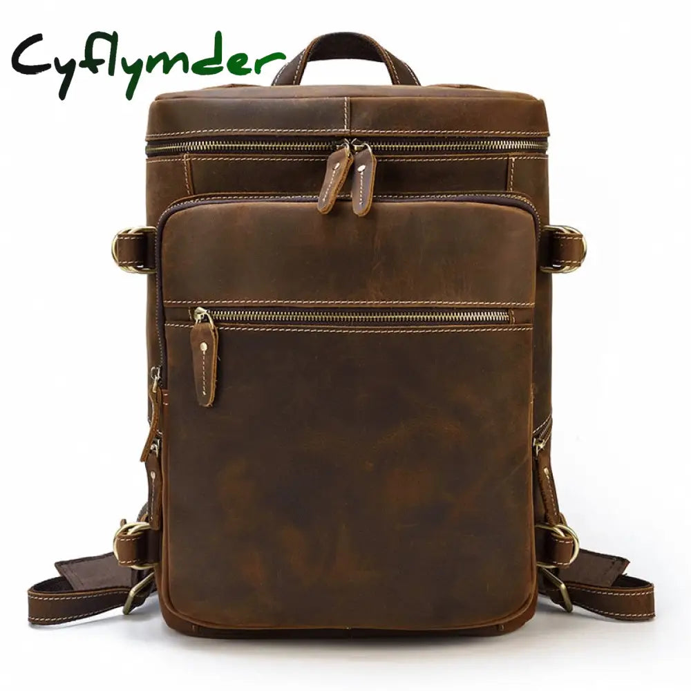 Cyflymder Leather Backpack Men Luxury Designer Laptop Bagpack For Man School Bag Travel Men’s