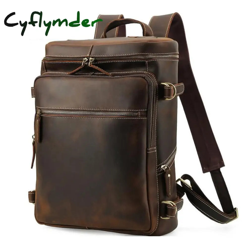 Cyflymder Leather Backpack Men Luxury Designer Laptop Bagpack For Man School Bag Travel Men’s