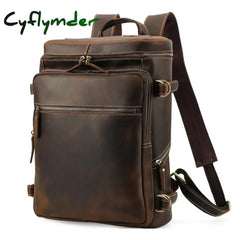 Cyflymder Leather Backpack Men Luxury Designer Laptop Bagpack For Man School Bag Travel Men’s