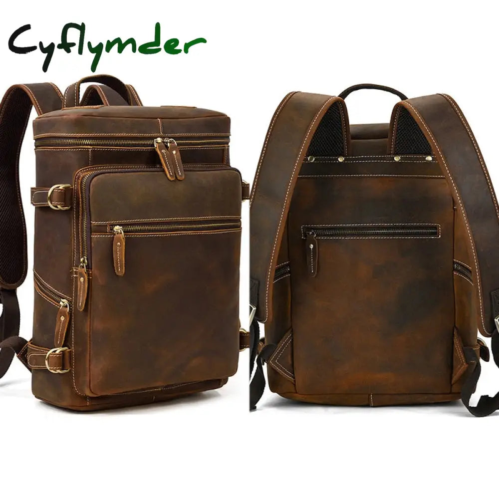 Cyflymder Leather Backpack Men Luxury Designer Laptop Bagpack For Man School Bag Travel Men’s