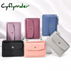 Cyflymder Leather Female Purse Women Simple Wallets Mini Zipper Solid Multi-Cards Holder Coin Short